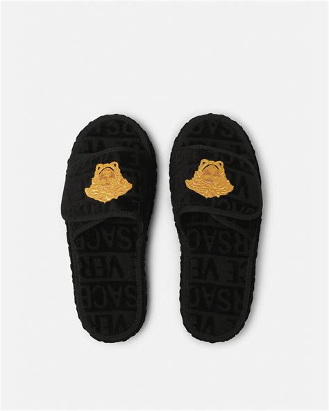 versace slippers black.